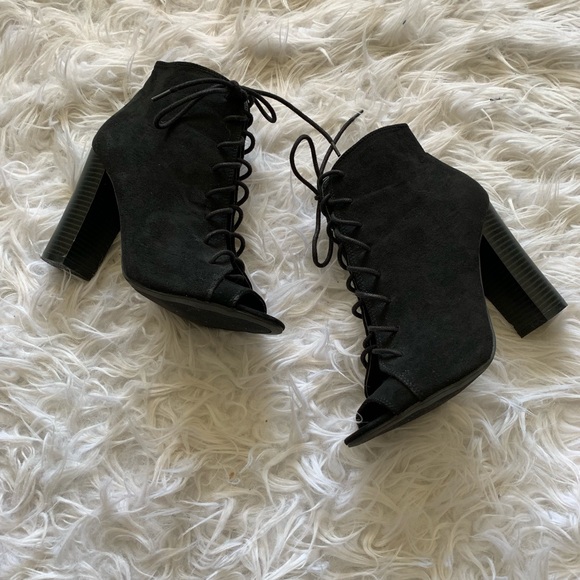 BAMBOO Shoes - LAST CHANCE SALE - Open toe lace up heels